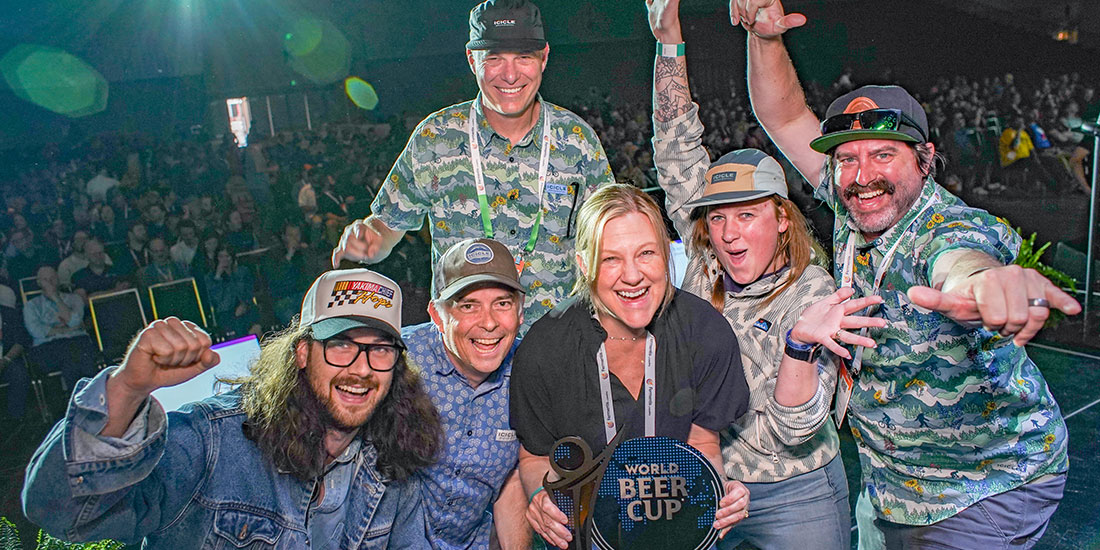 world beer cup winners posing on stage